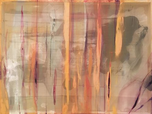 “Armor,” 2016,  Acrylic, tempera, collage, organza, and found objects, 58"x38"x4"