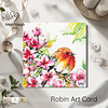 Robin and Spring Blossom | Spring Art Card | Watercolour | with Envelope