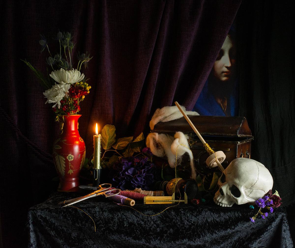 Vanitas V: Respite of the Fates - Still Life with Threaded Spind