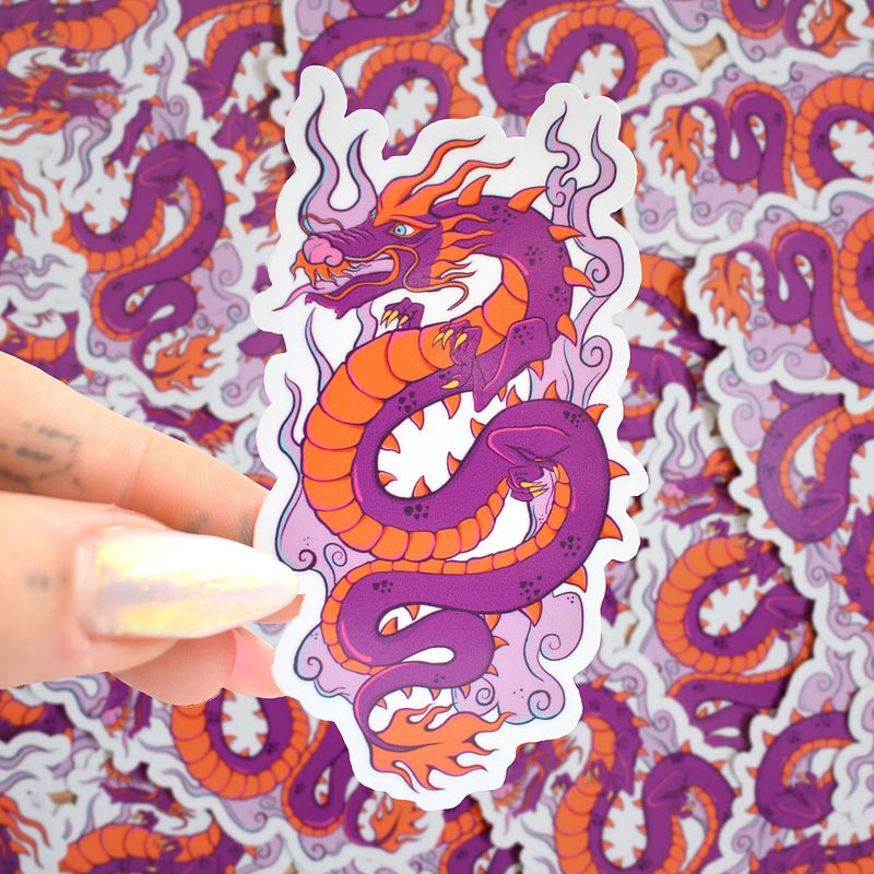 Fiery Dragon - Waterproof Glossy Vinyl Sticker