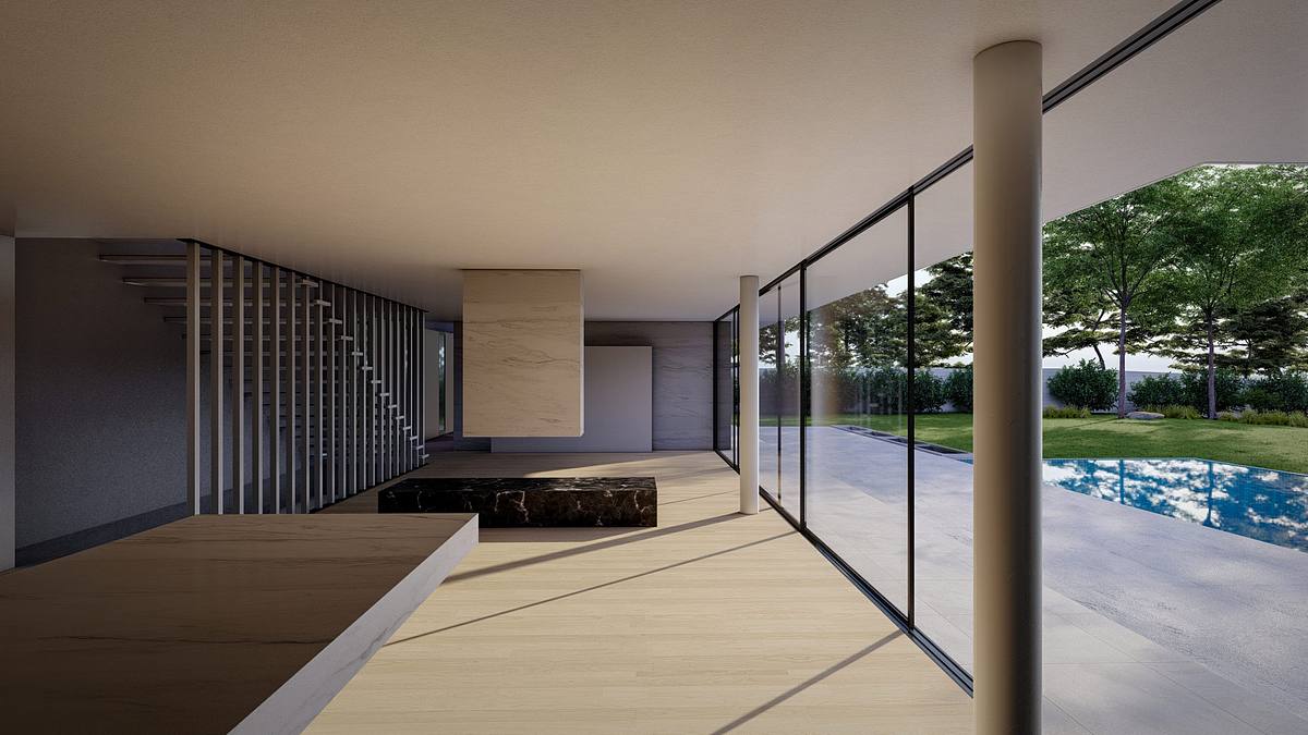 render interior casa lujo vistas lago espacio abierto arquitectura interior