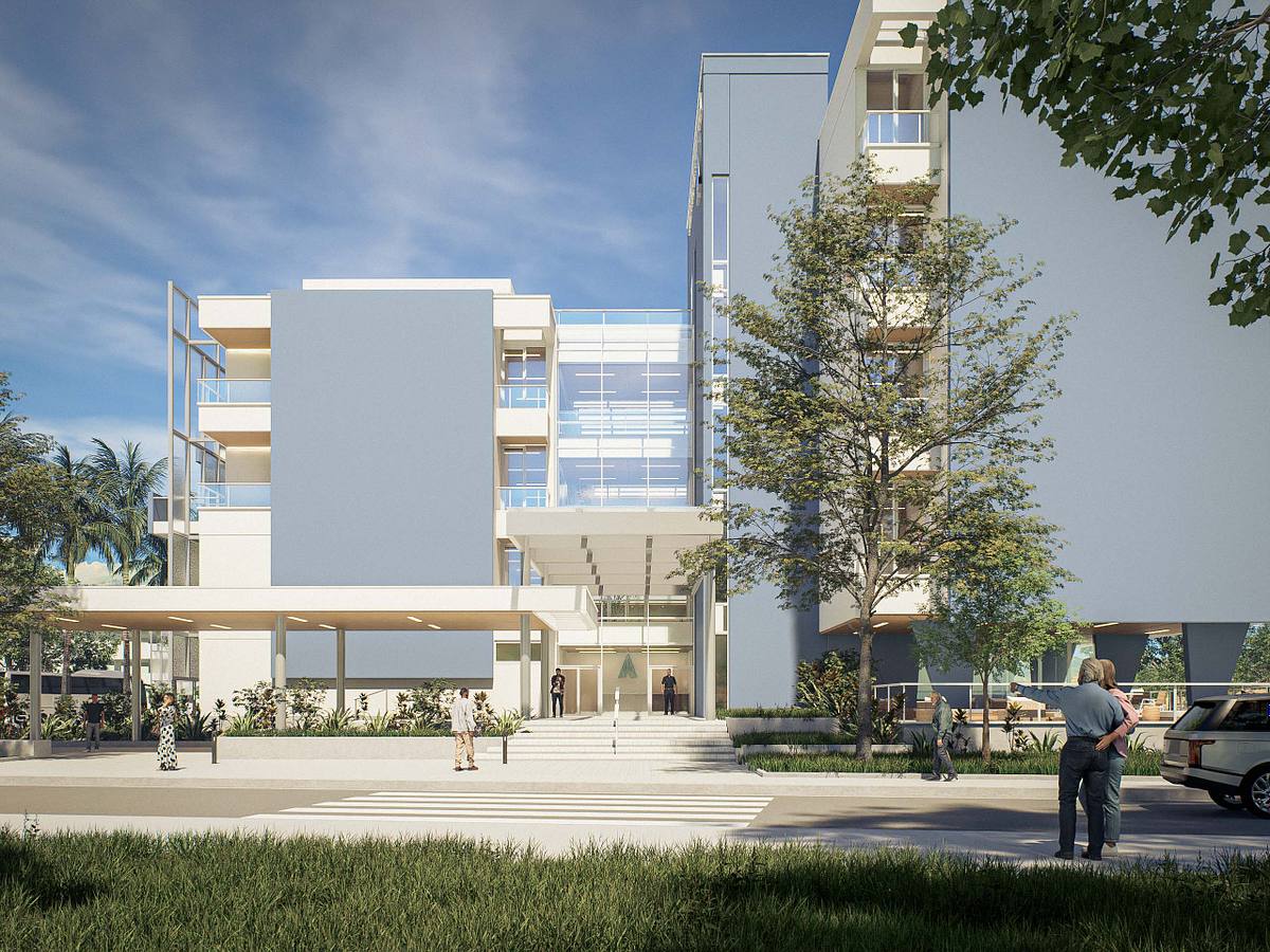 render acceso hospital entrada arquitectura sanitaria