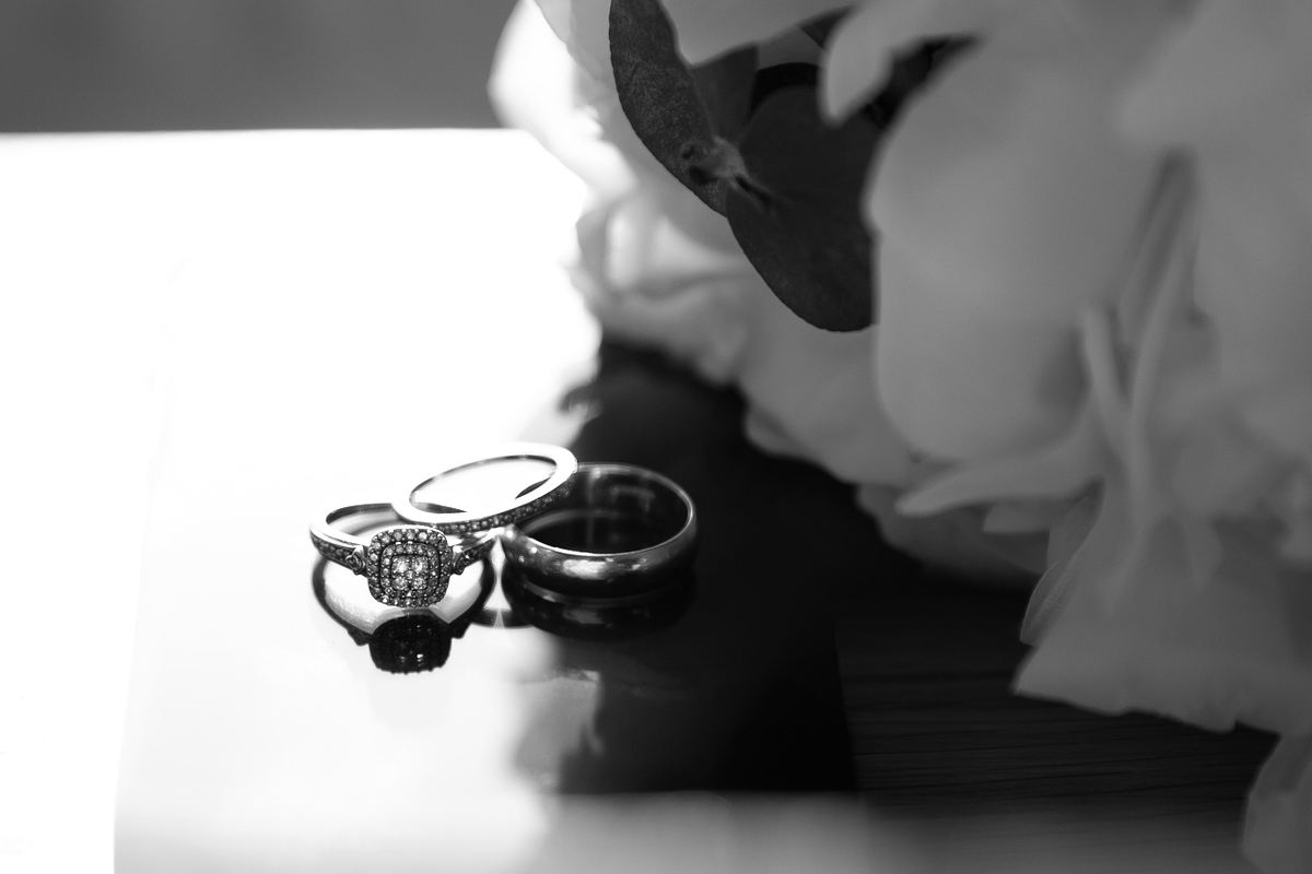 Black and white wedding detail photograph at Barry Island, South Wales