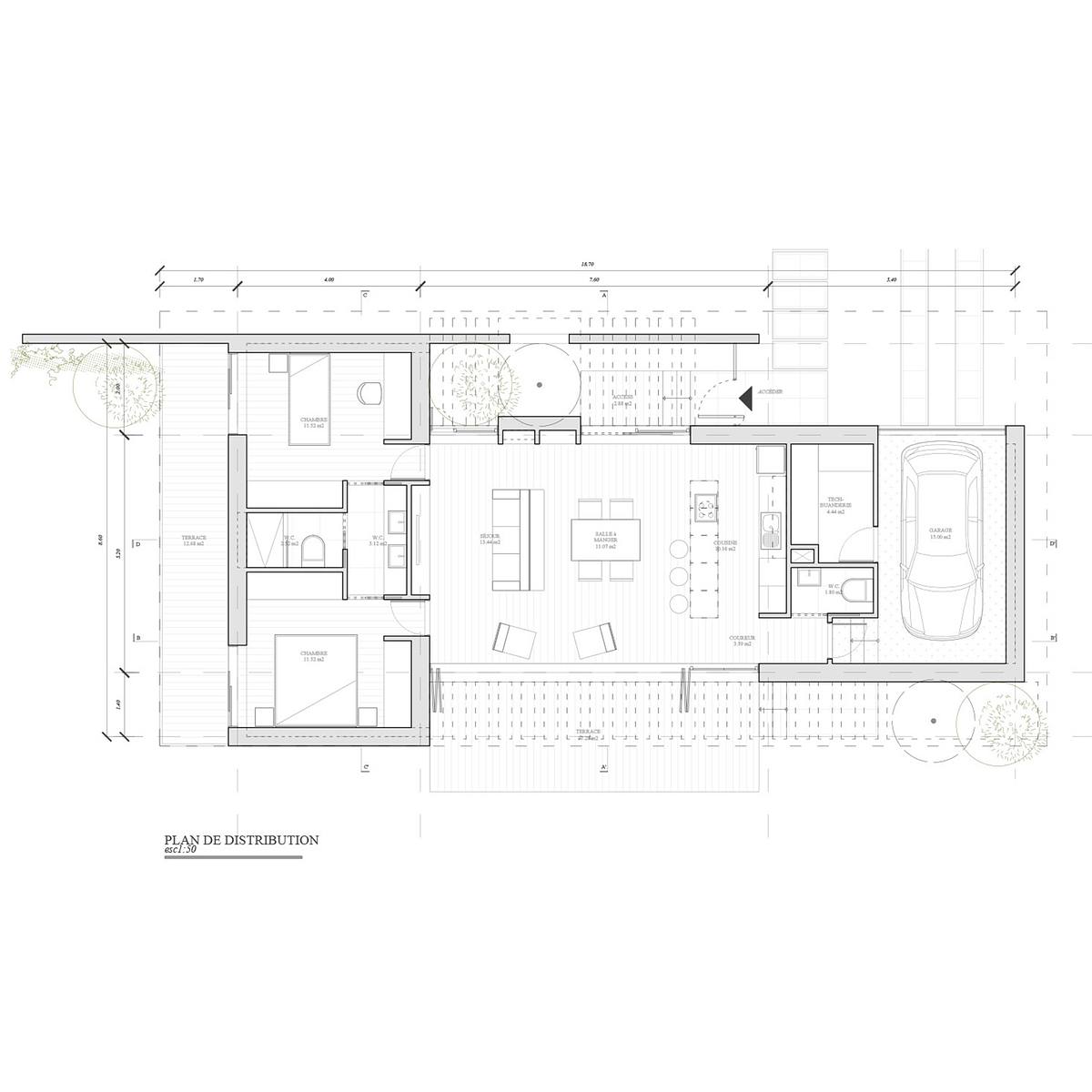 planta arquitectura casa retiro francia vivienda compacta dise&ntilde;o
