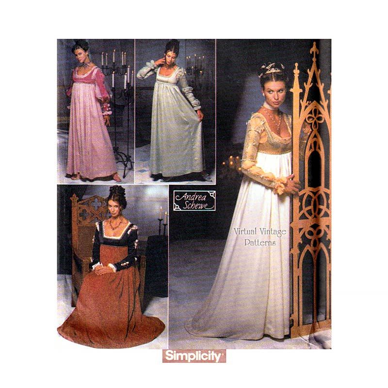 renaissance dress patterns Simplicity 4488 Misses Costumes is decorated with ruffles and flowers made from copper colored taffeta Lovely array of Italian Renaissance