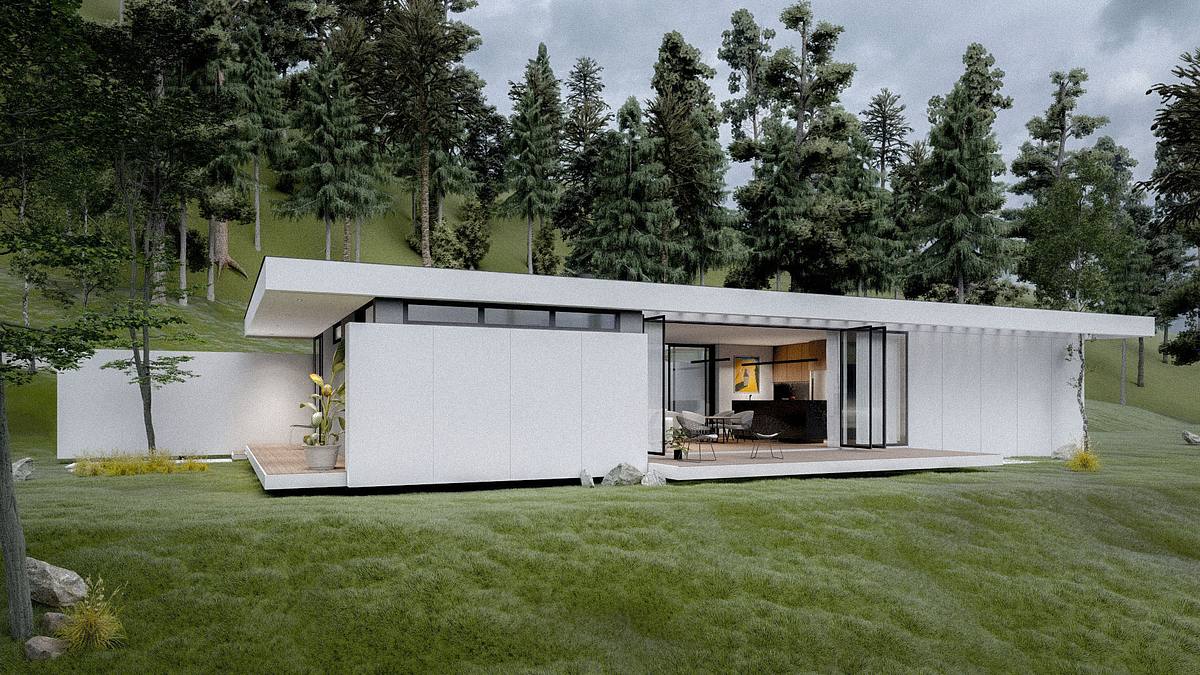 render exterior casa retiro francia arquitectura naturaleza vivienda