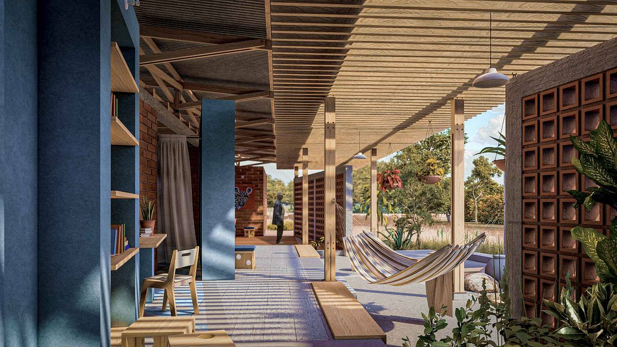 render arquitectura vivienda sostenible Tanzania exterior dise&ntilde;o residencial