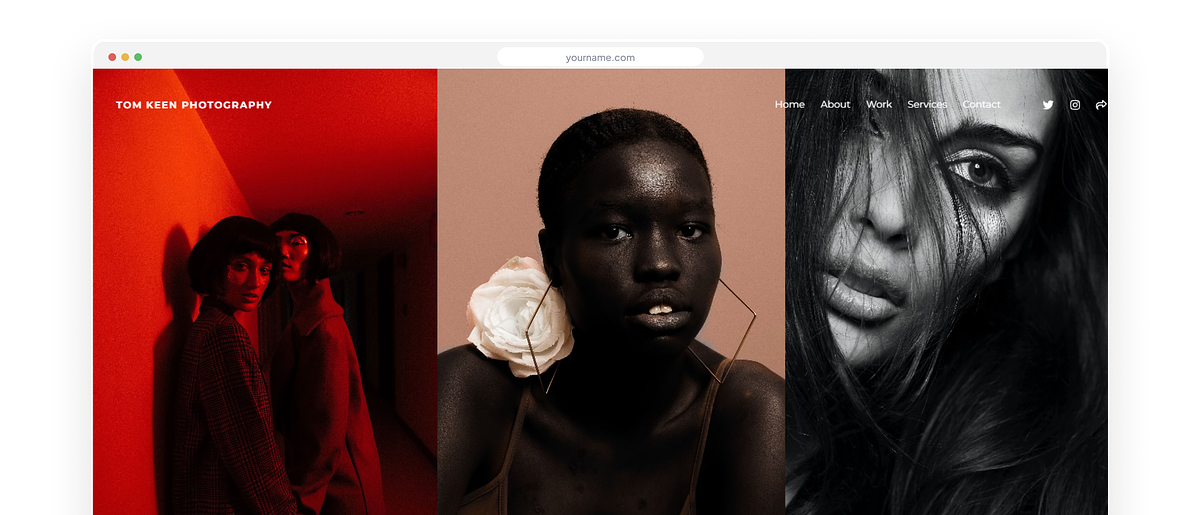 Model portfolio website homepage built on Pixpa