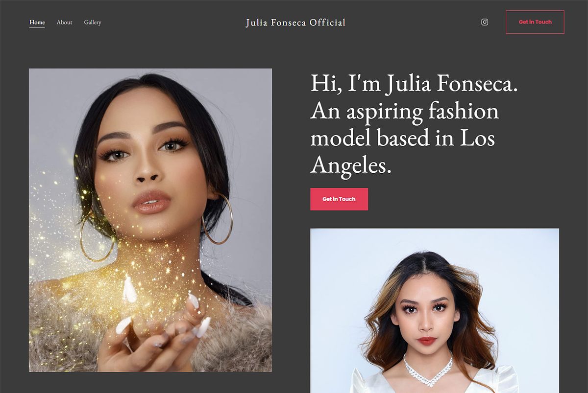 Fashion portfolio website built on Pixpa