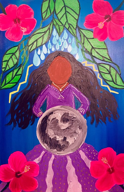 Original Painting Moon Woman