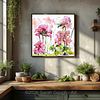 Pink Geranium - Illustration Wall Art Print - Pen and Wash - Garden Flowers