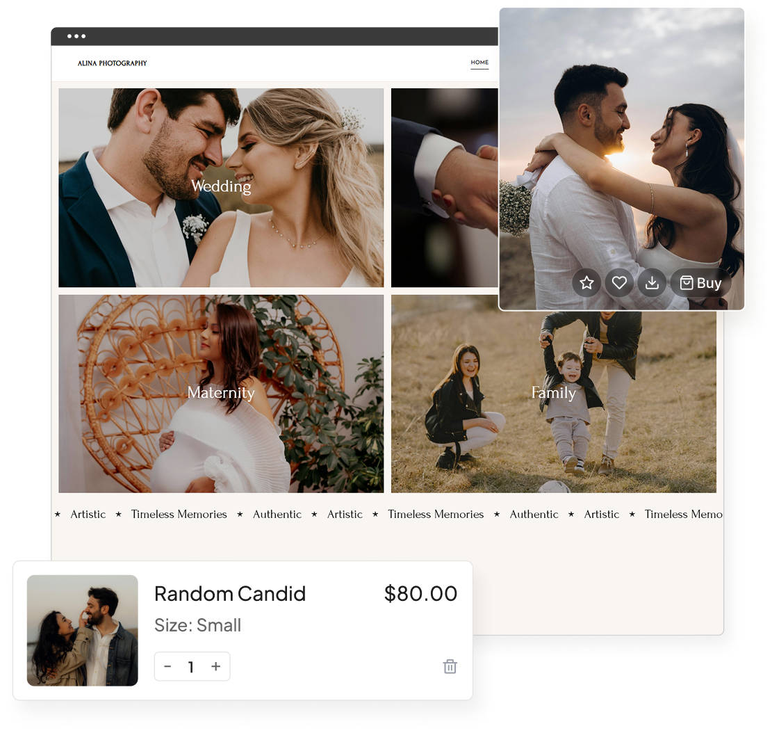 Pixpa portfolio website, client gallery and zero-commission store