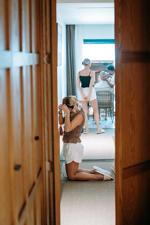 Bride preparing for her summer wedding in Yalikavak