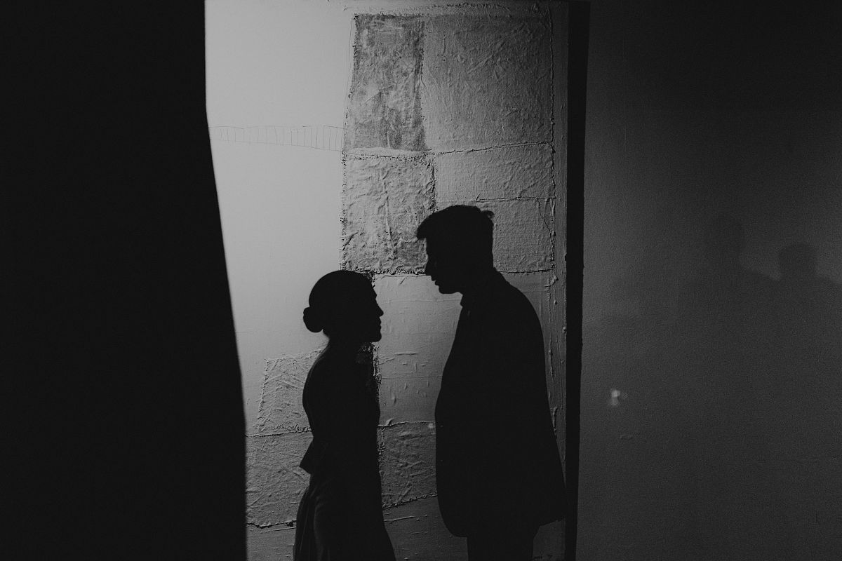 artistic black and white wedding couple at Vorres Museum Athens Greece &ndash; fine art wedding photography