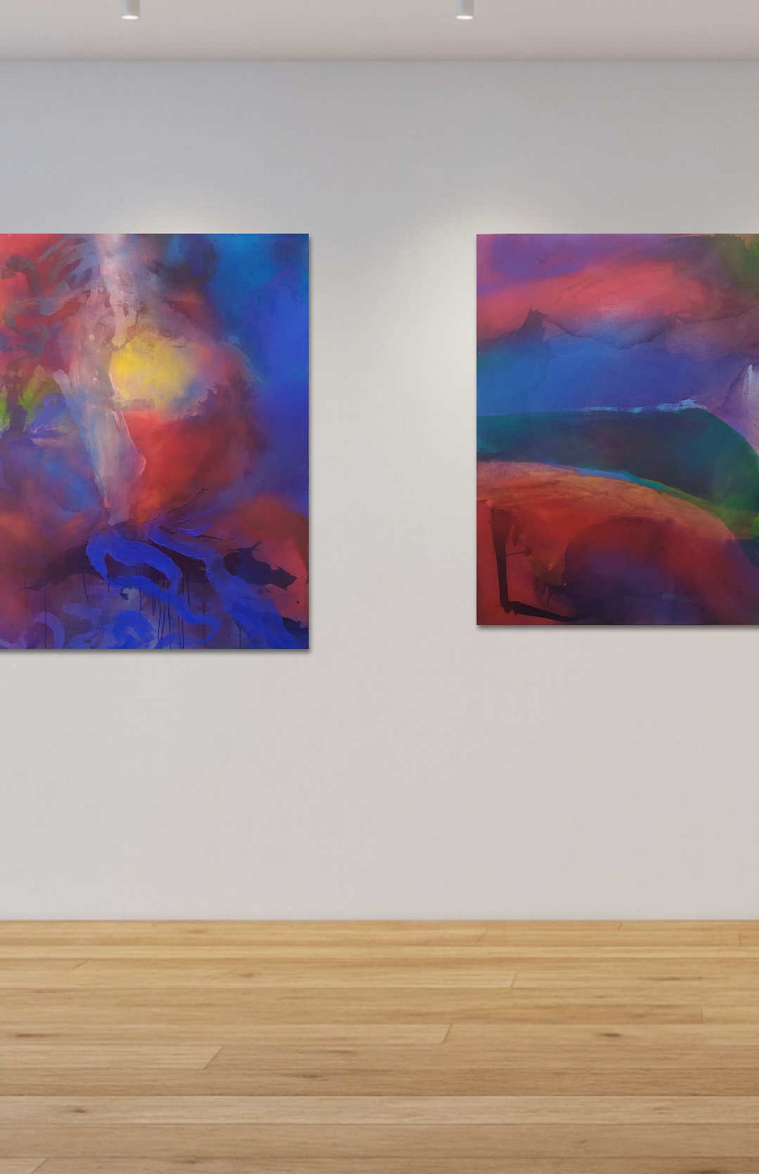Peintures abstraites contemporaines de la s&eacute;rie Voyages Cosmiques par Catherine Maddens : &Eacute;ther, Cosmos et Douceur C&eacute;leste. Tableaux &agrave; l'acryliques et encres sur toile explorant la lumi&egrave;re, l&rsquo;&eacute;nergie cosmique et la spiritualit&eacute; dans l&rsquo;art abstrait.