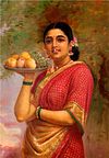 Madri – The Graceful Maharashtrian Lady with Fruit by Raja Ravi Verma