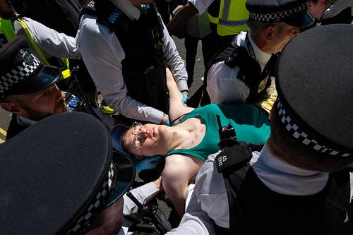 Demonstration in support of proscribed terror group Palestine Action, Parliament Square, London, UK