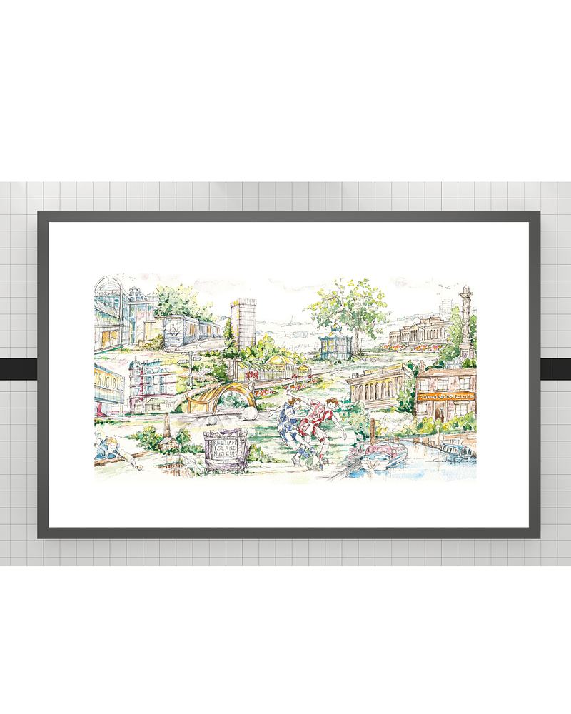 Sheffield Cityscape | Landmarks | Fine Art Book-Mounted Print | Historic Yorkshire Art