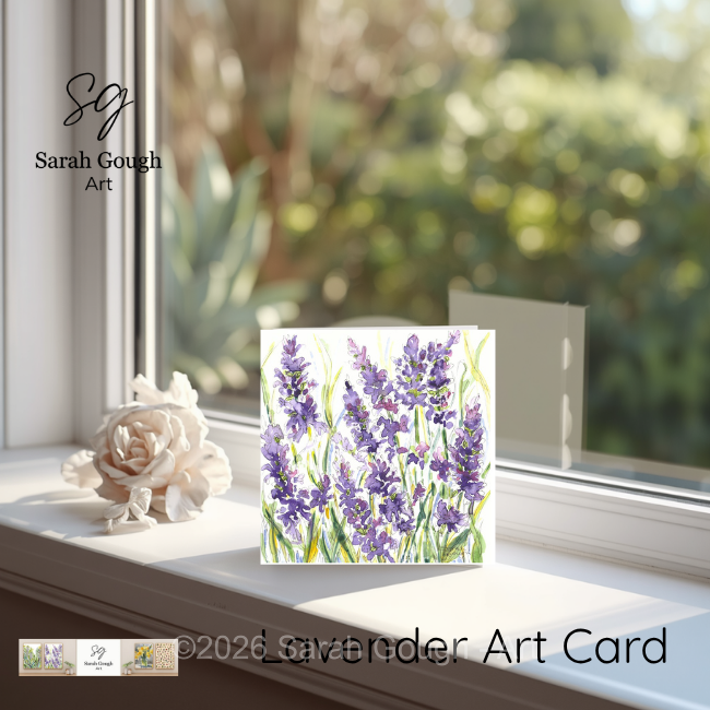 Lavender | Floral Art Card | Watercolour Original Illustration | with Envelope | Wildflowers