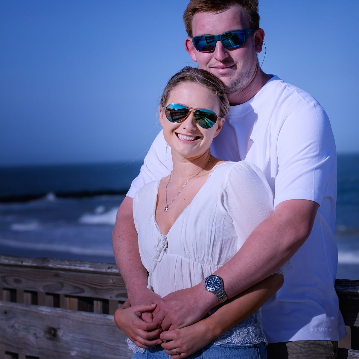 Candid engagement session on the Eastern Shore featuring a relaxed, camera-natural couple.