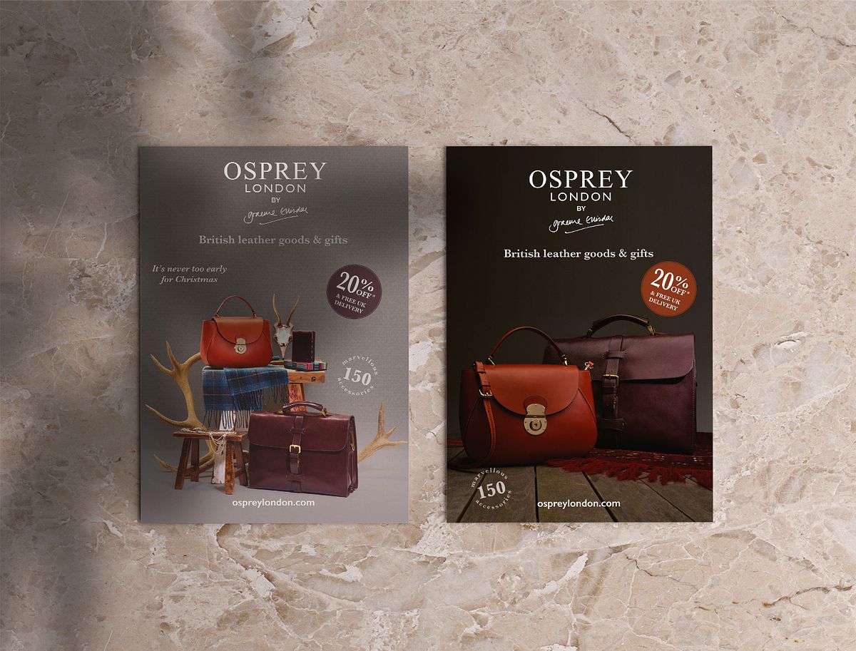 leather accessories catalogue front covers featuring a range of bags and accessories