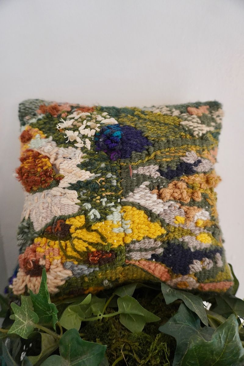 amongst the flowers: woven pillow