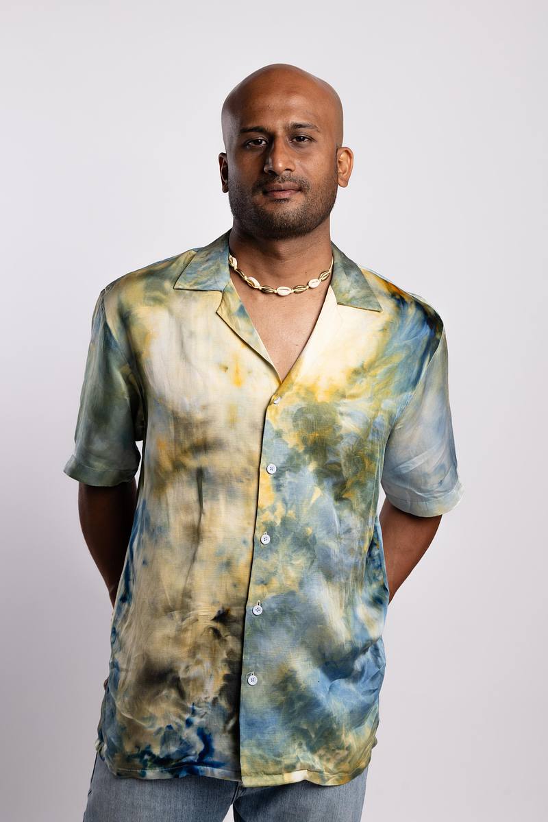 Linen Satin Cuban Collar Shirt - Golden Hour