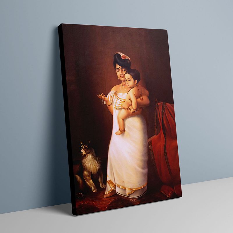 A Timeless Portrait of Motherly Love and Tradition by Raja Ravi Verma