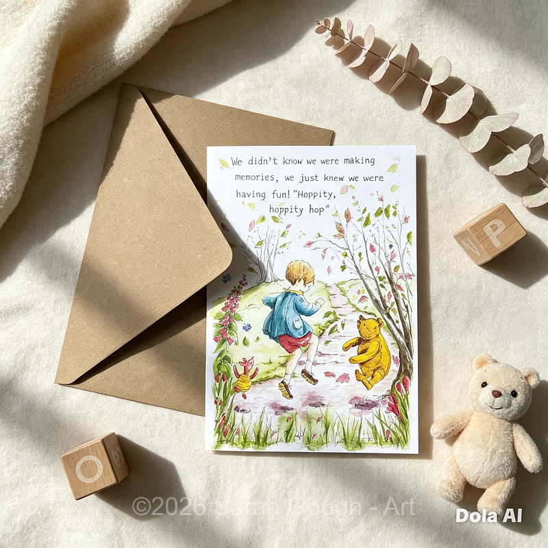 Hoppity Hop | Winnie the Pooh, Christopher Robin and Piglet | Art Card