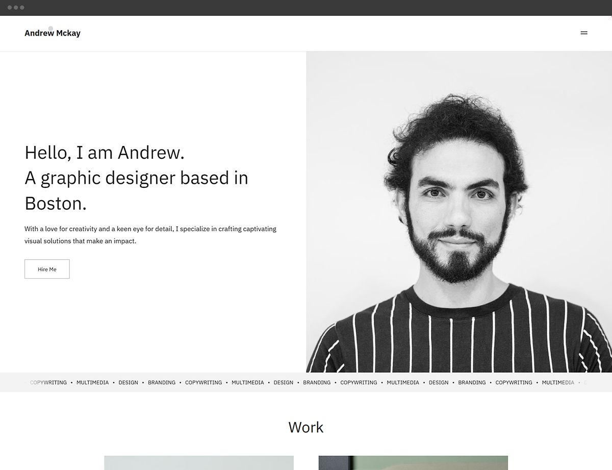 Designer portfolio website template
