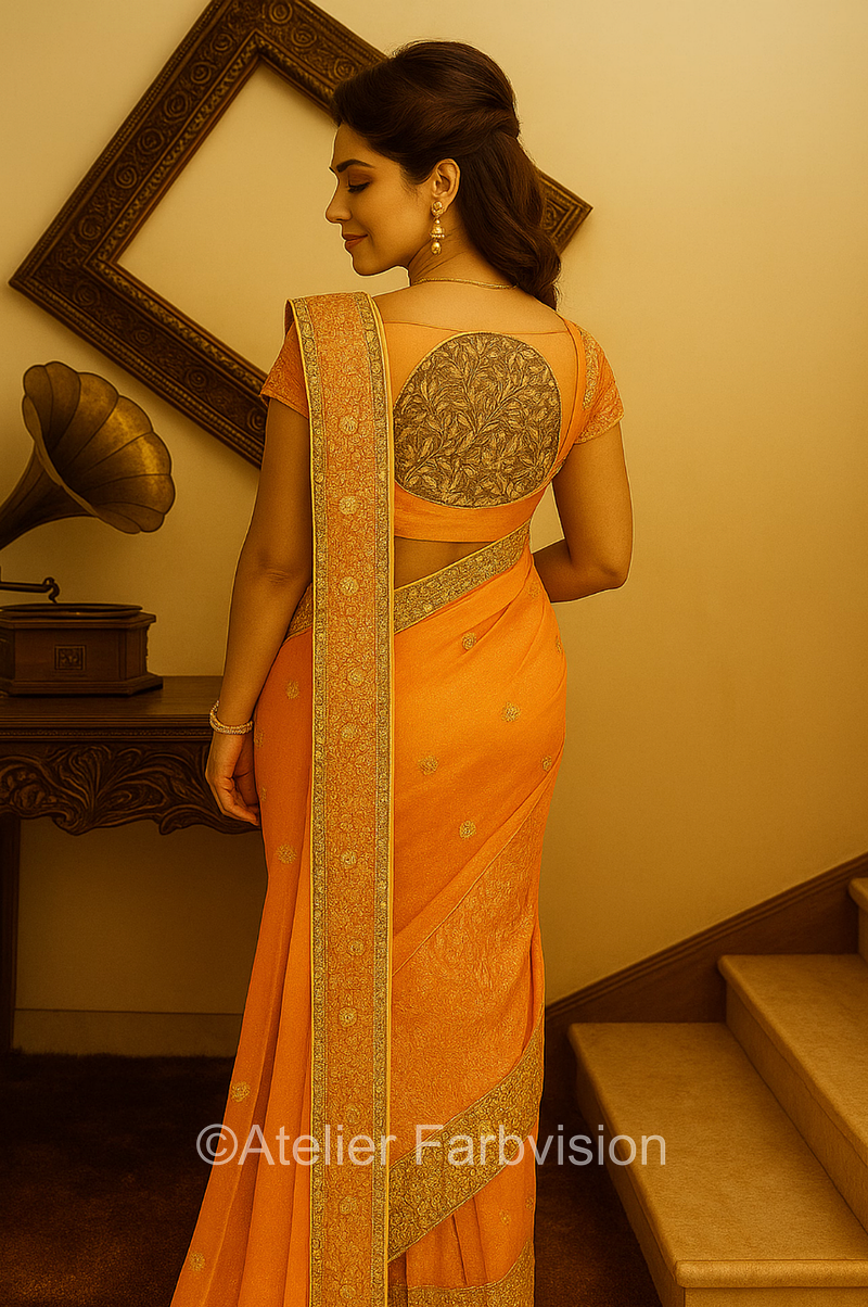 Sari Orange Chiffon - 1144
