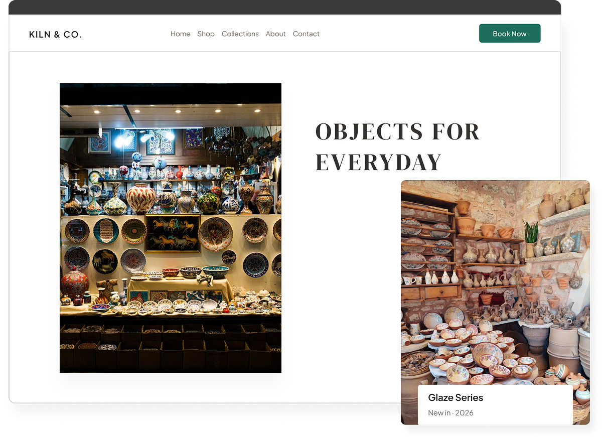 An ecommerce website with products displayed at actual print size