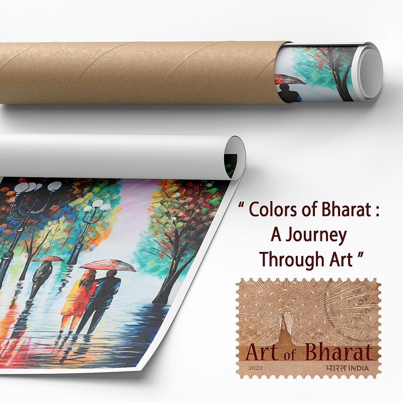 Together in the Rain" – Romantic Abstract Canvas Painting