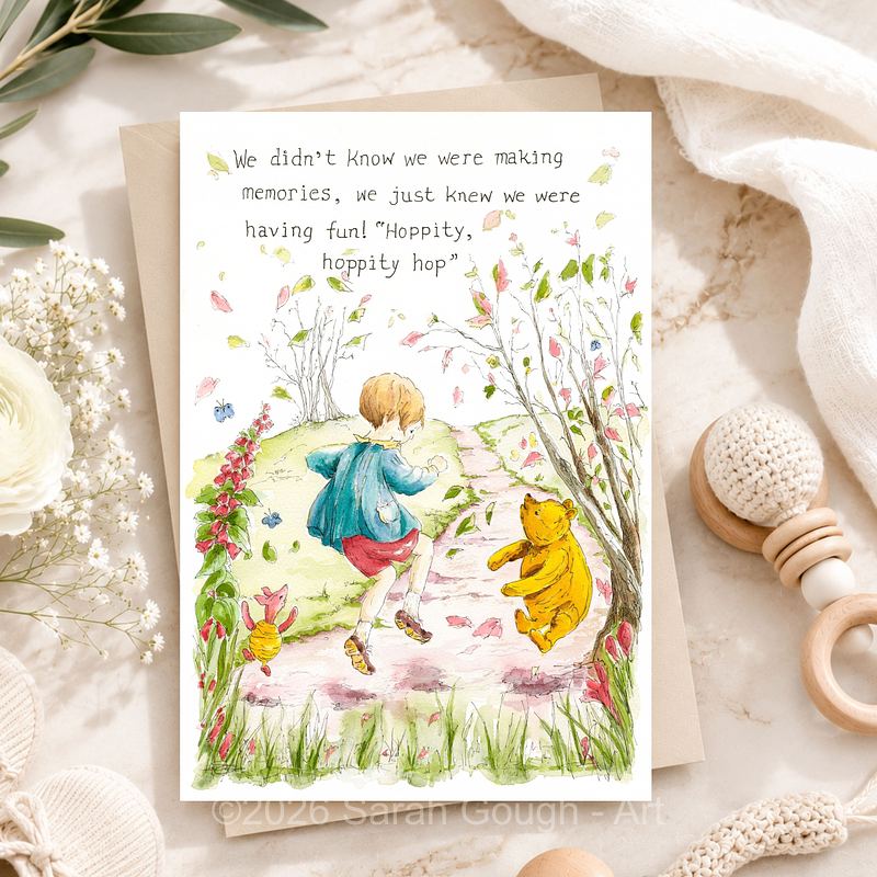 Hoppity Hop | Winnie the Pooh, Christopher Robin and Piglet | Art Card