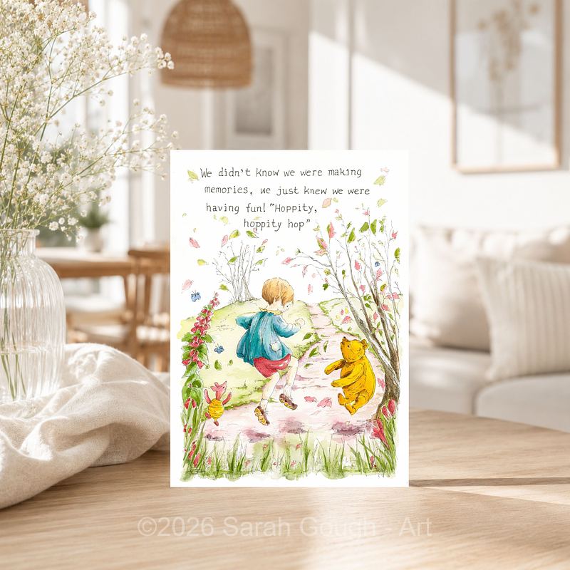 Hoppity Hop | Winnie the Pooh, Christopher Robin and Piglet | Art Card