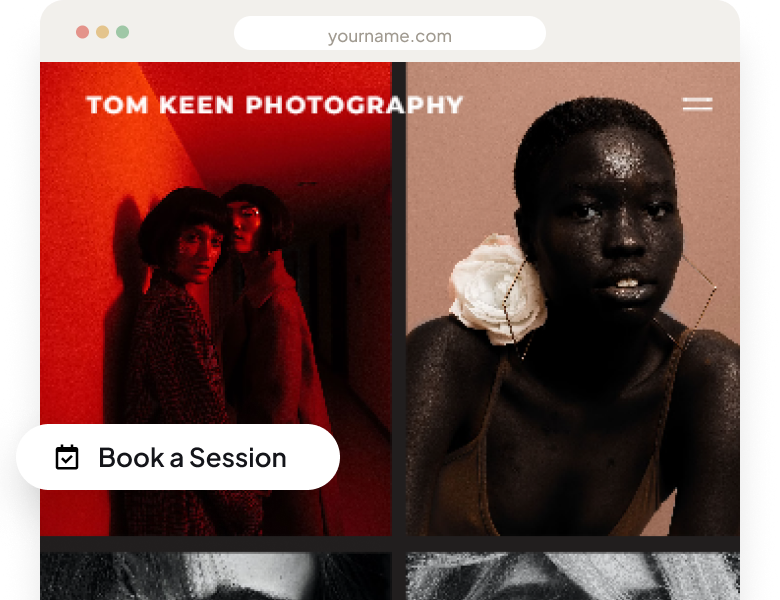 Model portfolio website homepage built on Pixpa, shown on mobile