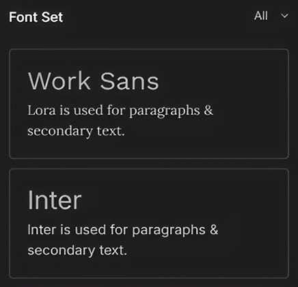 Pixpa design controls &mdash; fonts and typography
