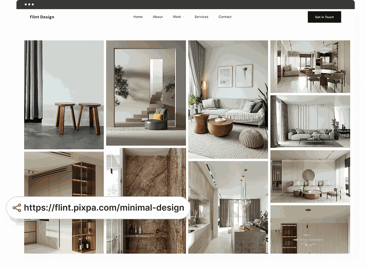Client gallery of project photography shared as one link
