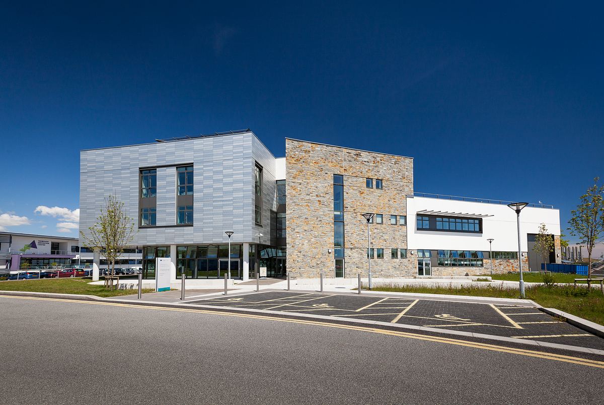 Cornwall architecture photography of Environment and Sustainability Institute, highlighting angular design.