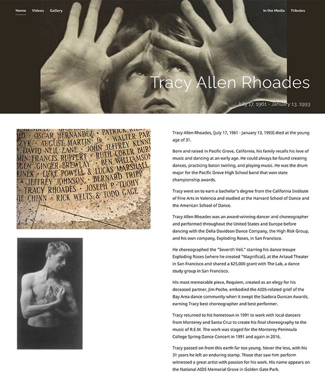Tracy Allen Rhoade&rsquo;s Memorial Website About page
