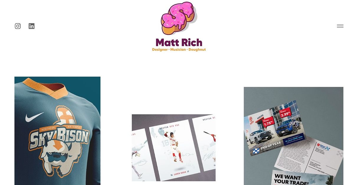 Matt Rich sports and brand graphic design portfolio website