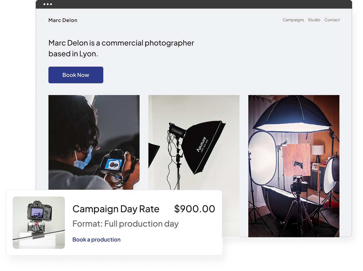 A commercial photography portfolio with client galleries, store and blog