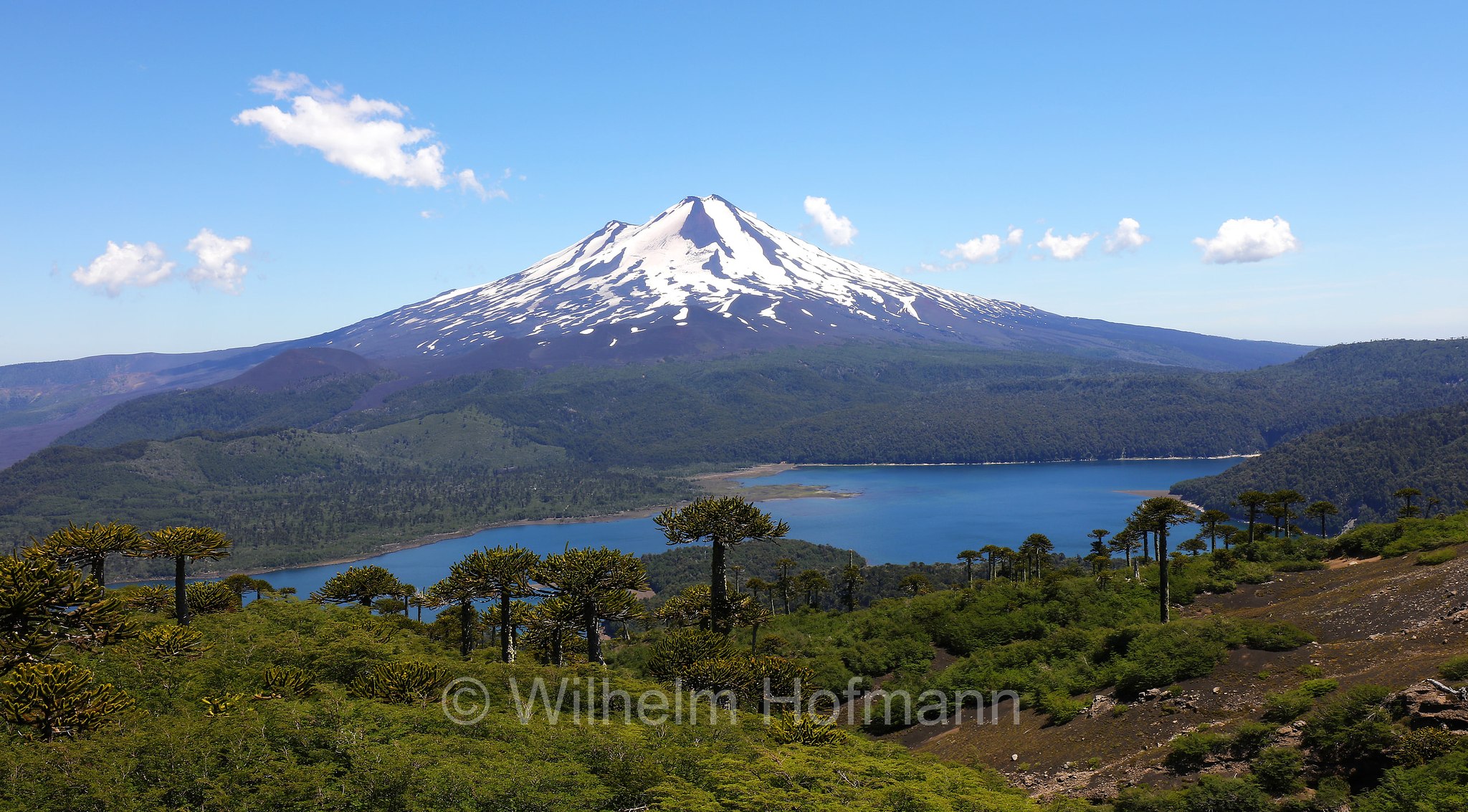 Volcán Llaima, Llaima Volcano, Llaima, Monte Llaima, Conguillío Lake, Laguna Conguillío, Sierra Nevada, Mirador Sierra Nevada, Conguillío National Park, Nationalpark Conguillío, Parco nazionale di Conguillío, Araucanía Region, Región de La Araucanía, Regione dell'Araucanía, Chile, Cile