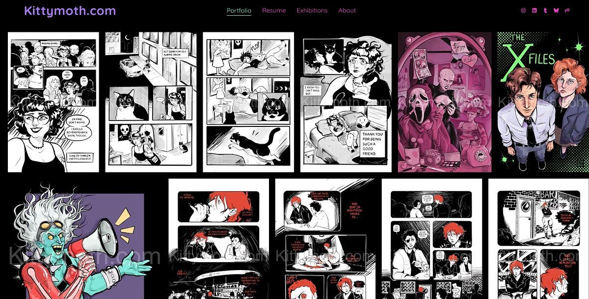 Kitty Moth storyboard and comics portfolio