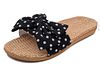 Light Straw Slippers Dots Black