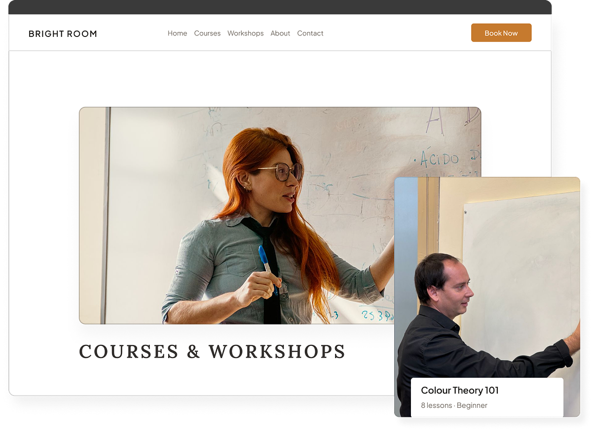 A teacher website with class schedule, rates and student bio