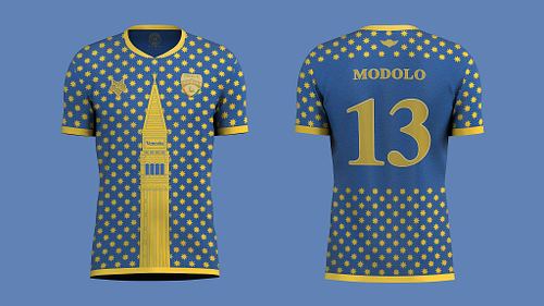 Front and back views of Venezia FC third shirt concept displayed side by side.