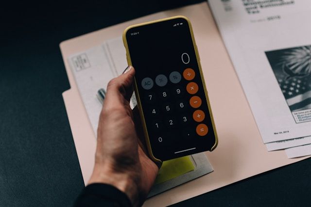 Image of a calculator app on an iPhone