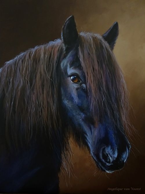 Colorful horse portrait painting capturing strength and expression