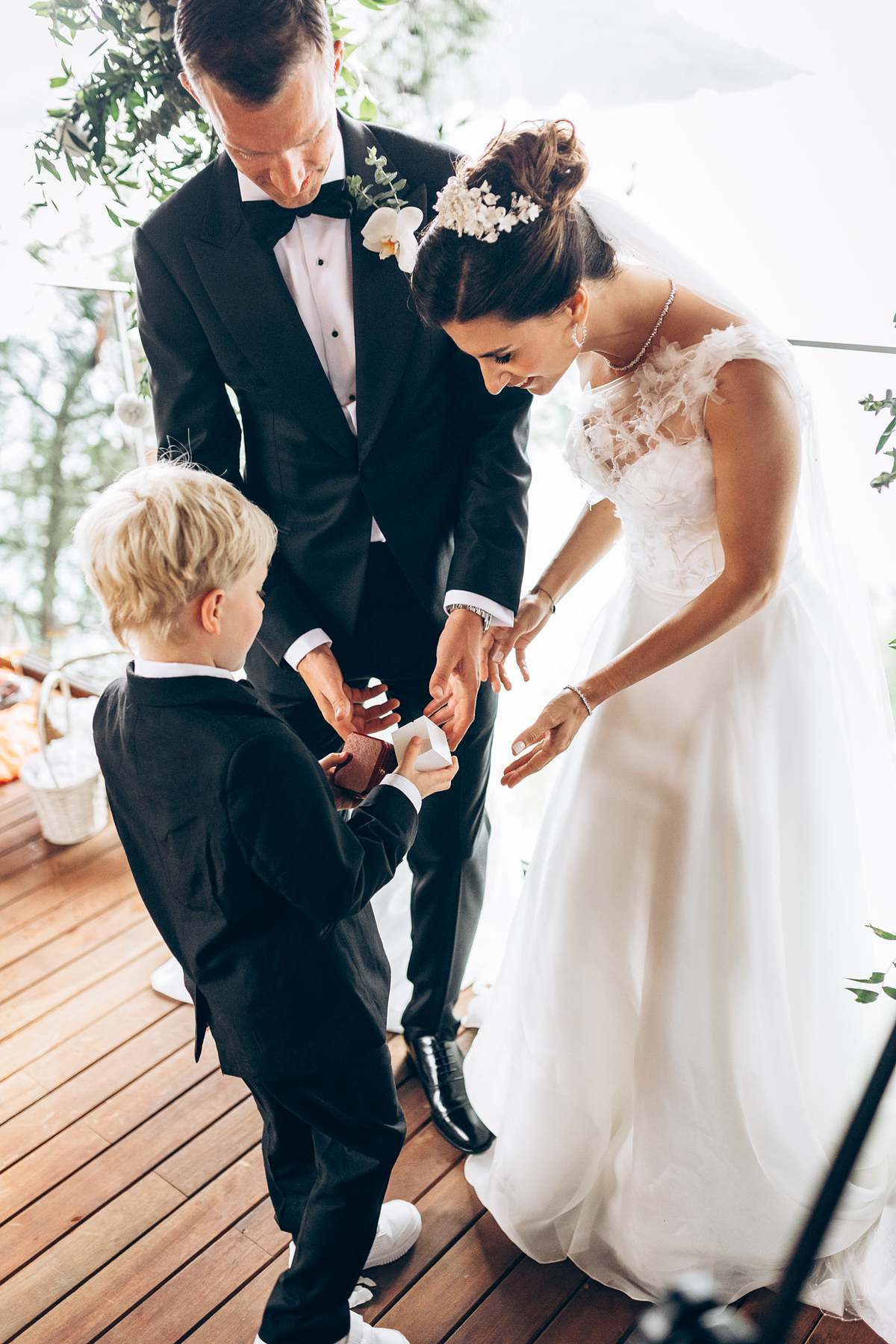 Ring exchange during seaside ceremony in Gocek
